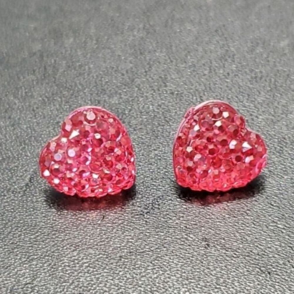 Sparkly pink heart earrings